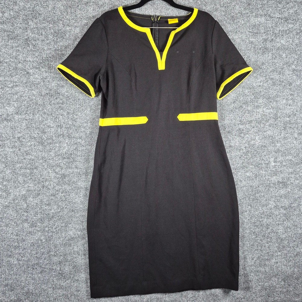 Spirit Dress Contrast Trim Short Sleeve Sheath Black Yellow Womens Halloween